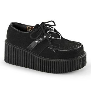 Demonia Platform Creeper-206 in Black Vegan Suede
